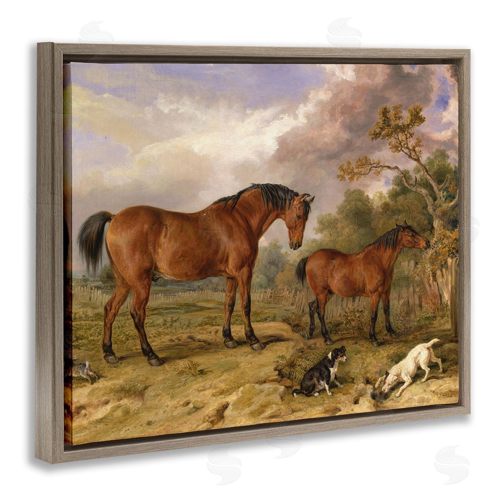 Tina LeCour Classic Portrait of Horses Brown Floating Frame Canvas Wall Art Print