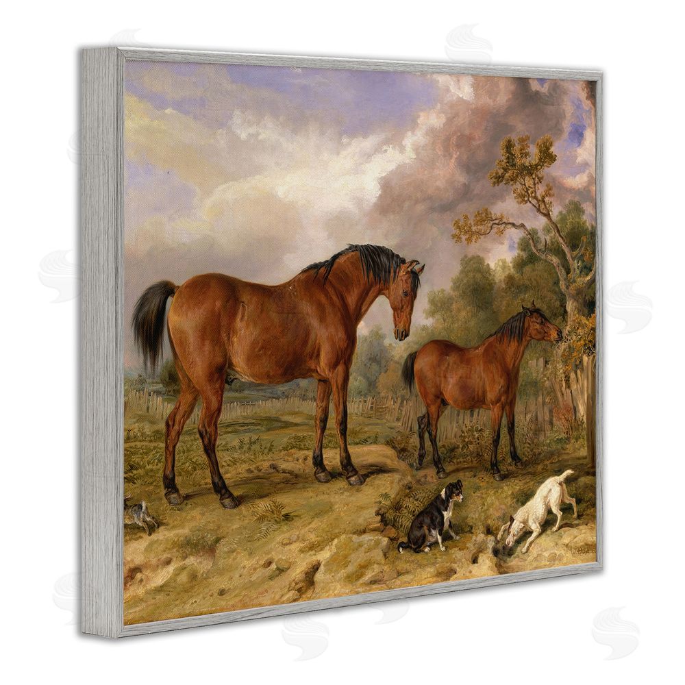 Tina LeCour Classic Portrait of Horses Gray Framed Giclee Wall Art Print