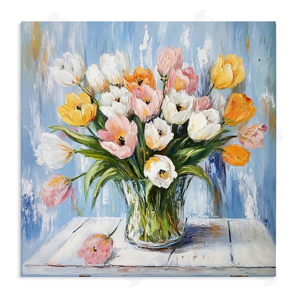 Tina LeCour Her Cottage Garden Tulips Stretched Canvas Wall Art Print