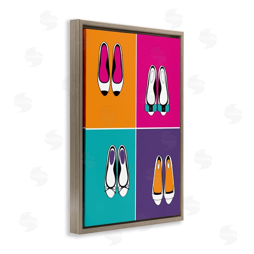 Martina Pavlova Bold Pop Trendy Flats Brown Floating Frame Stretched Canvas Wall Art Print