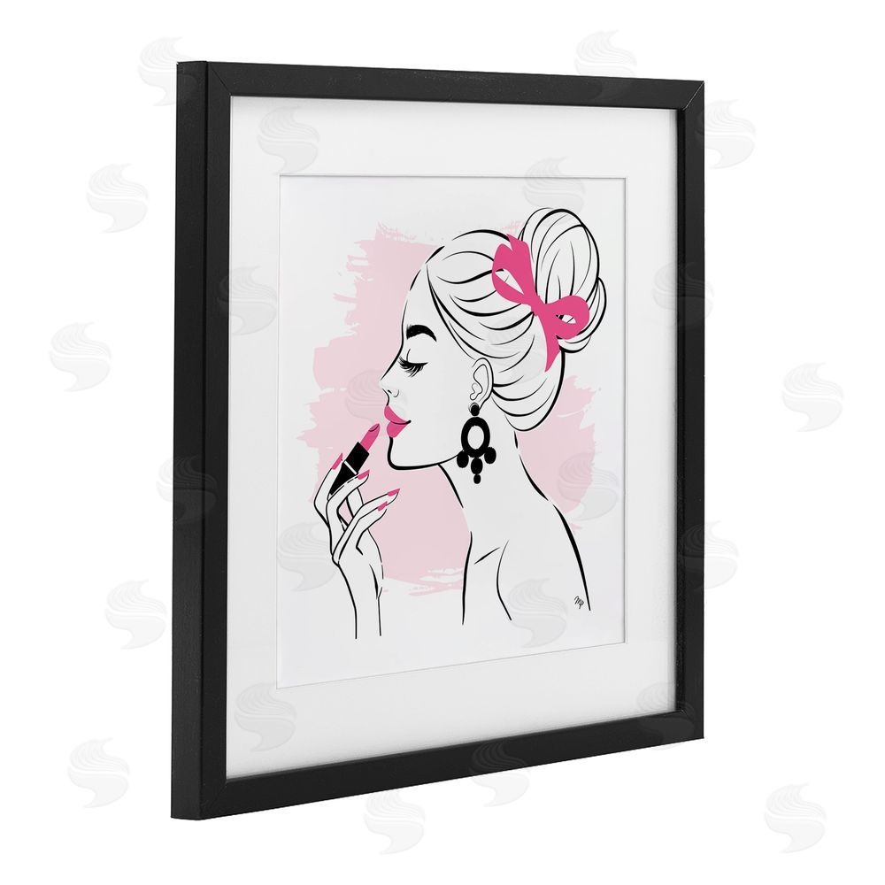 Martina Pavlova Applying Lipstick Girl Black Framed Print Under Glass Wall Art
