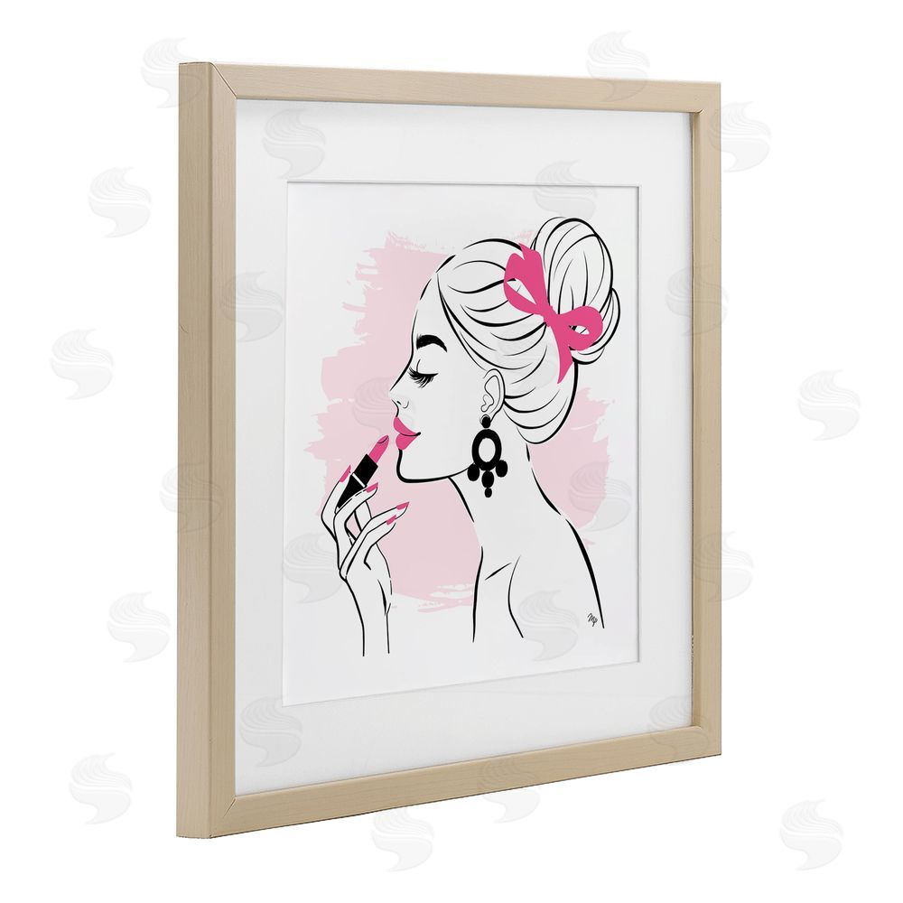 Martina Pavlova Applying Lipstick Girl Brown Framed Print Under Glass Wall Art