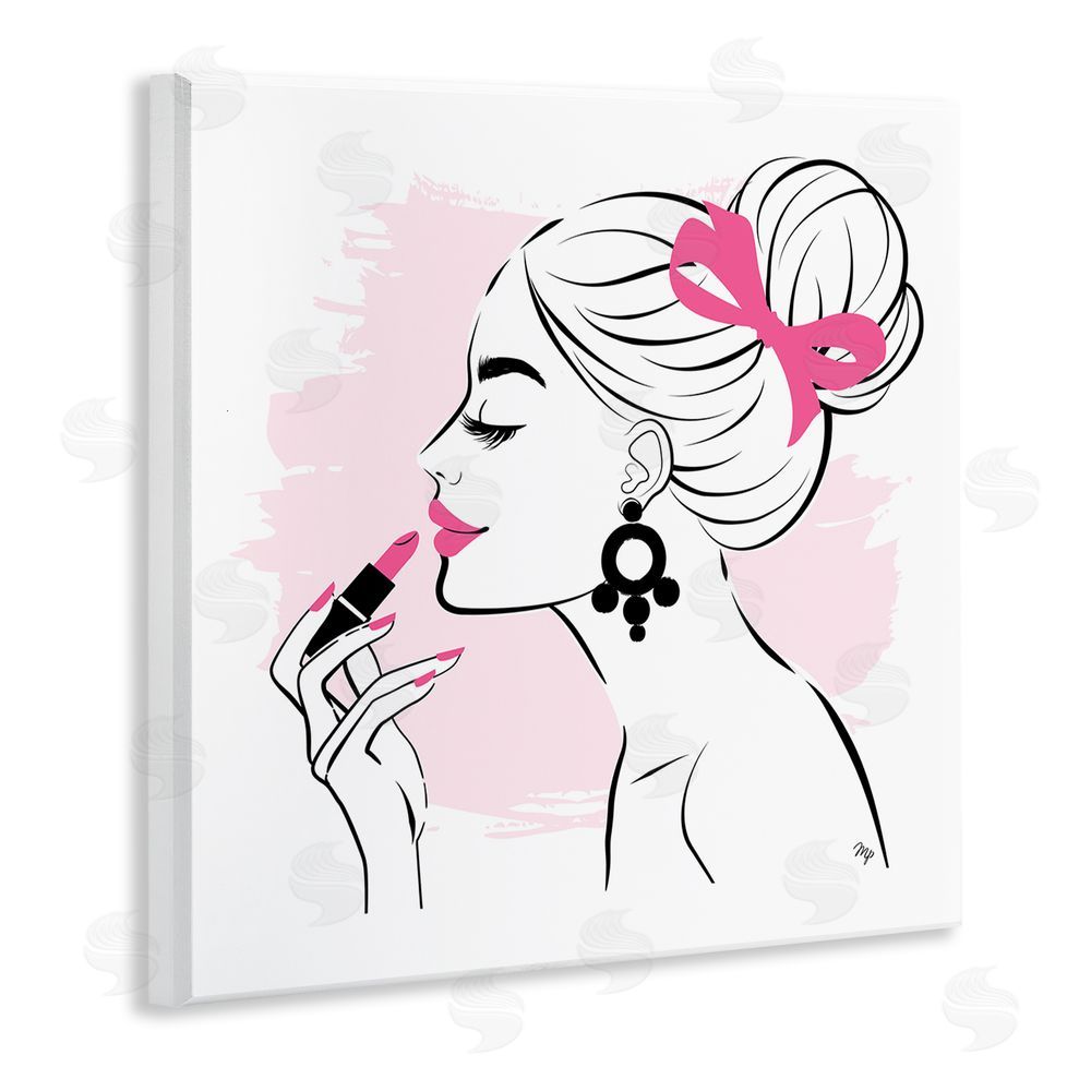Martina Pavlova Applying Lipstick Girl Wooden Wall Plaque Art Print