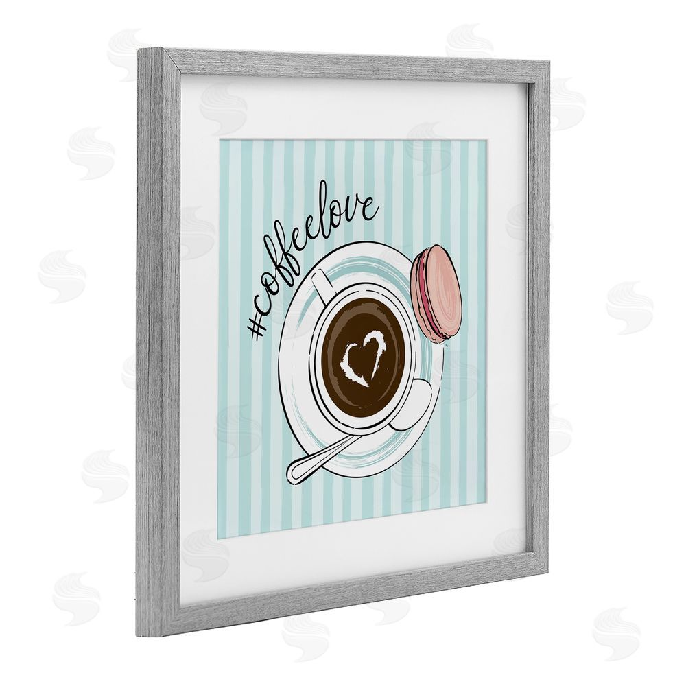 Martina Pavlova Coffee Love Hashtag Gray Framed Print Under Glass Wall Art