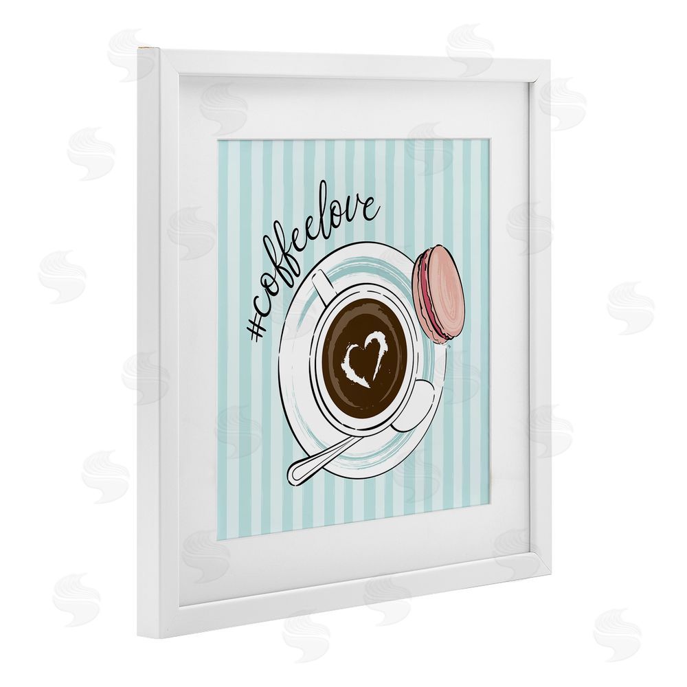 Martina Pavlova Coffee Love Hashtag White Framed Print Under Glass Wall Art