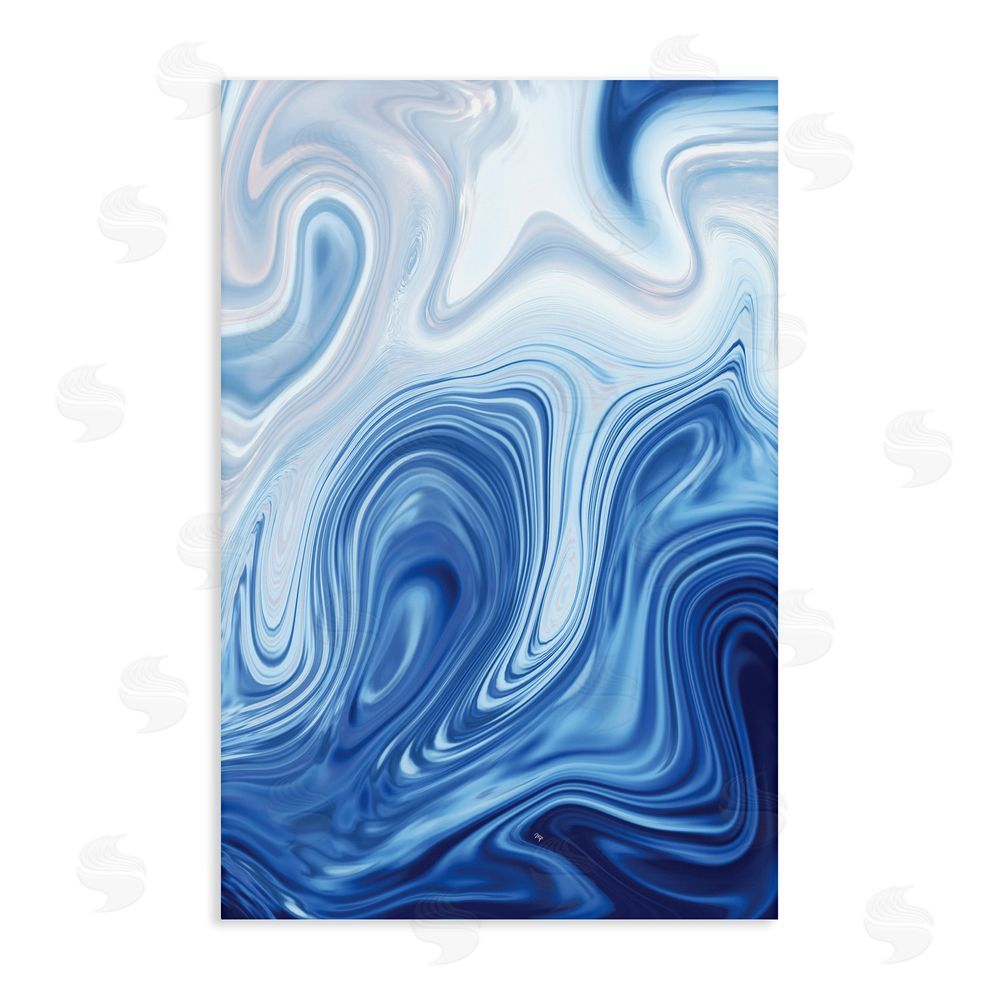 Martina Pavlova Blue Marble Fluidity Stretched Canvas Wall Art Print