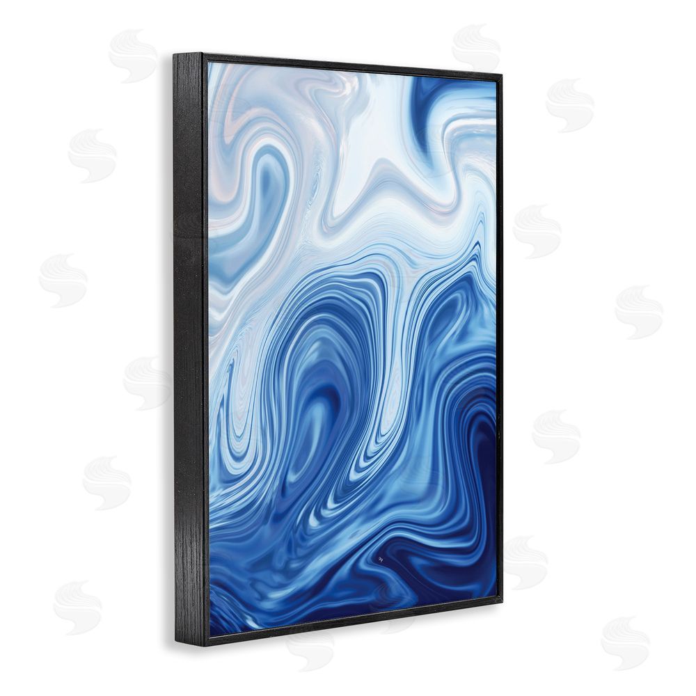 Martina Pavlova Blue Marble Fluidity Black Framed Giclee Wall Art Print
