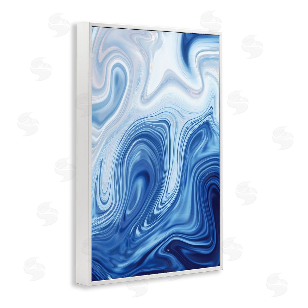 Martina Pavlova Blue Marble Fluidity White Framed Giclee Wall Art Print