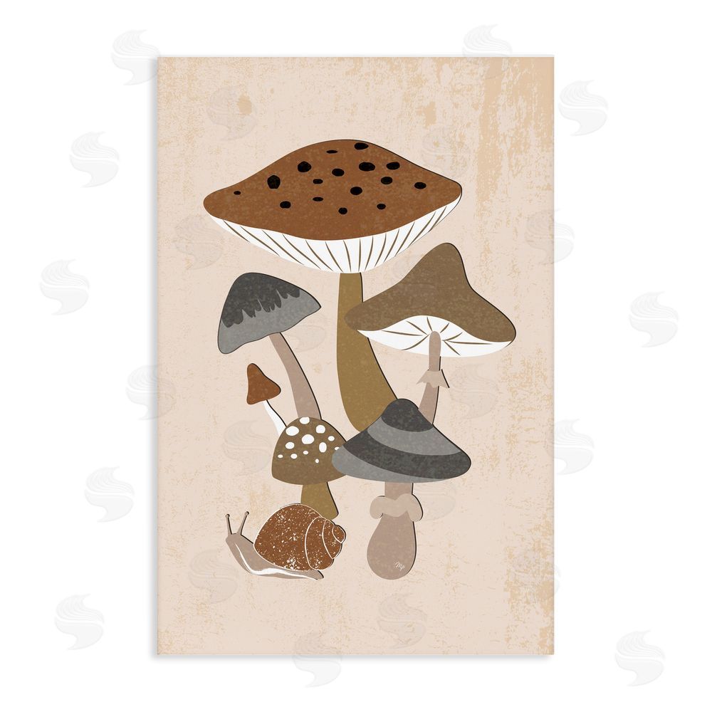 Martina Pavlova Earthy Fungi Mushrooms & Snail Stretched Canvas Wall Art