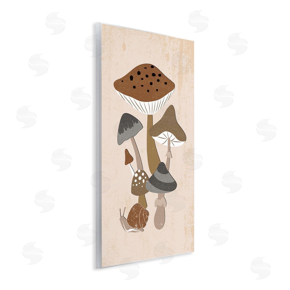 Martina Pavlova Earthy Fungi Mushrooms & Snail Wall Plaque with Fixed Lithograph Print