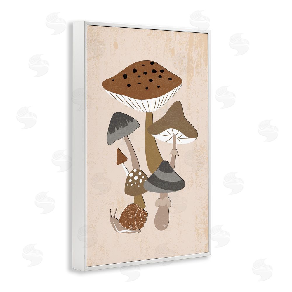 Martina Pavlova Earthy Fungi Mushrooms & Snail White Framed Giclee Wall Art Print