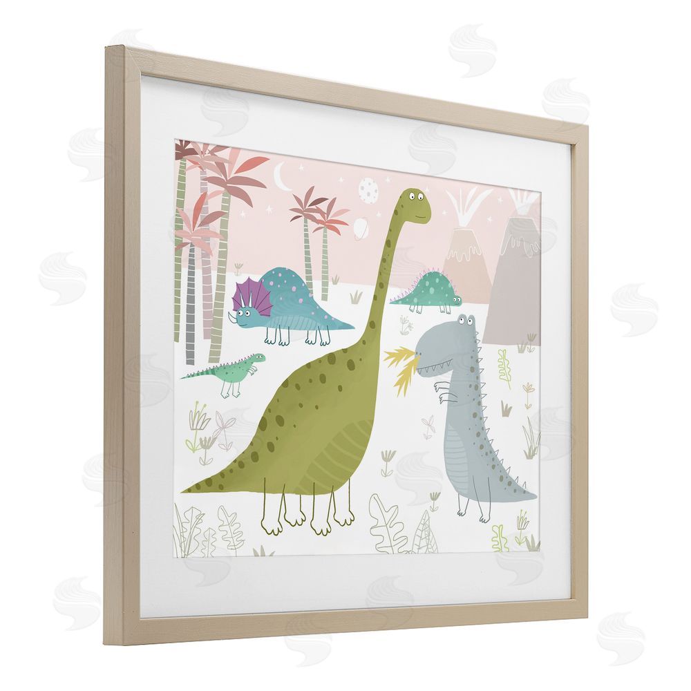 Carla Daly Earthy Jurassic Dinosaurs Brown Framed Print Under Glass Wall Art