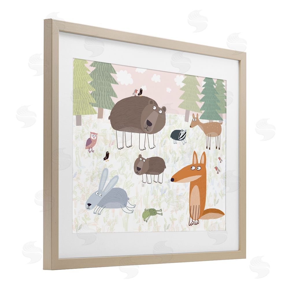 Carla Daly Forest Animals Out and About Brown Framed Print Under Glass Wall Art