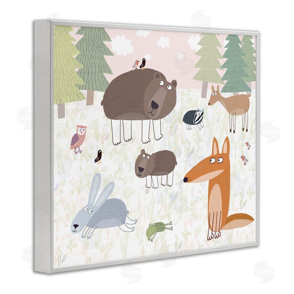 Carla Daly Forest Animals Out and About White Framed Giclee Wall Art Print