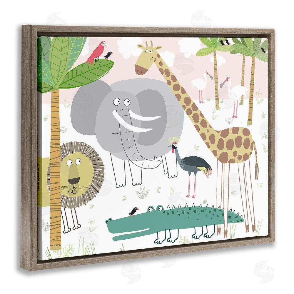 Carla Daly Safari Animals Out and About Brown Floating Frame Canvas Wall Art Print