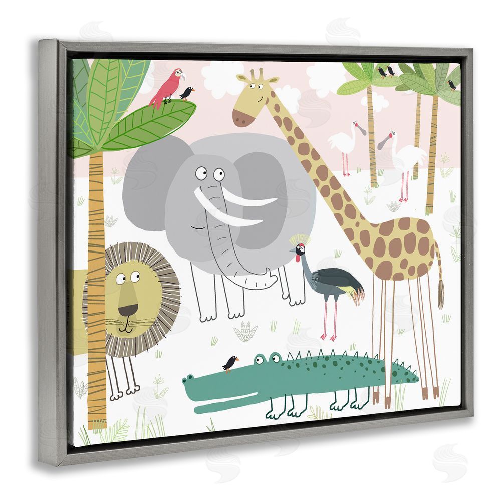 Carla Daly Safari Animals Out and About Gray Floating Frame Canvas Wall Art Print