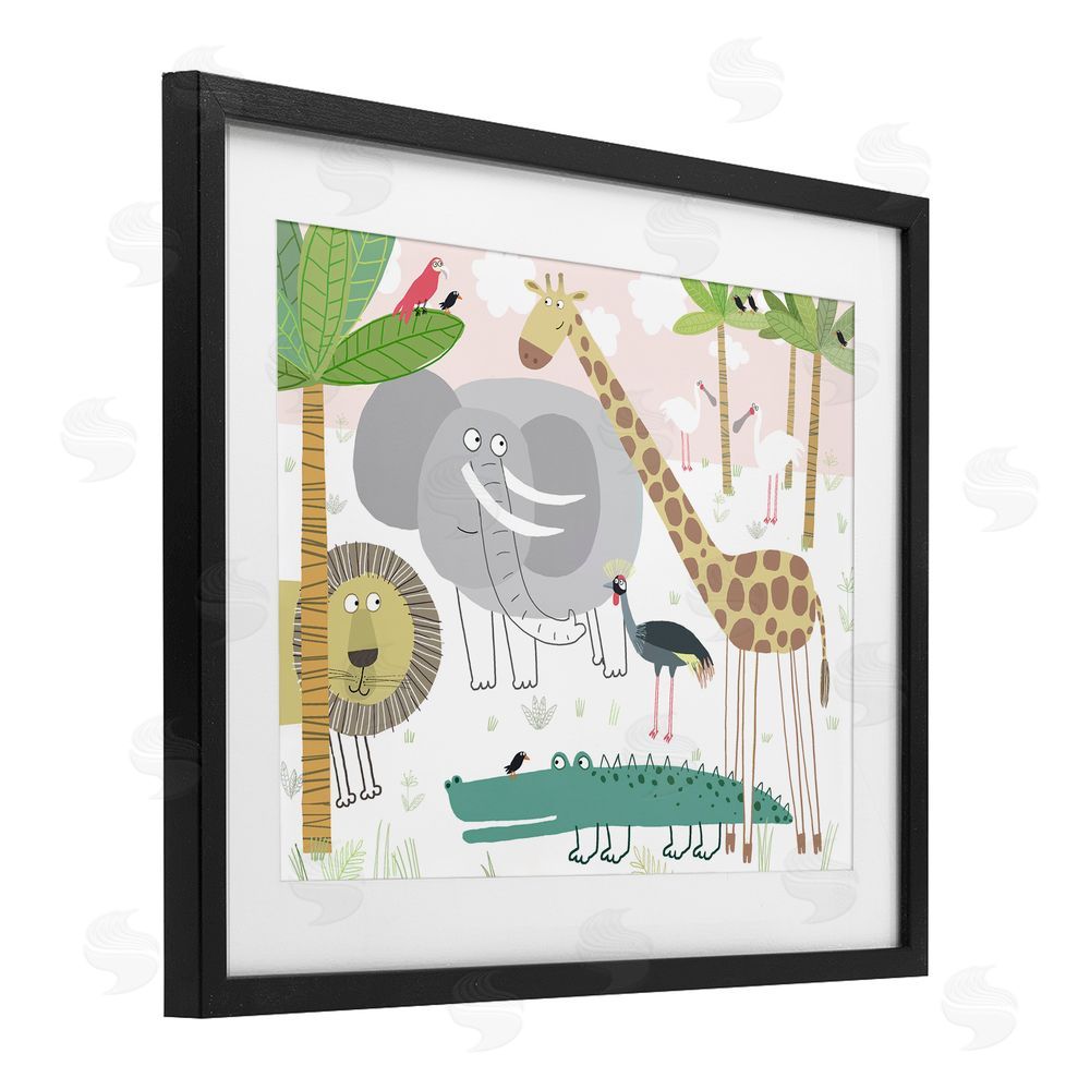Carla Daly Safari Animals Out and About Black Framed Print Under Glass Wall Art