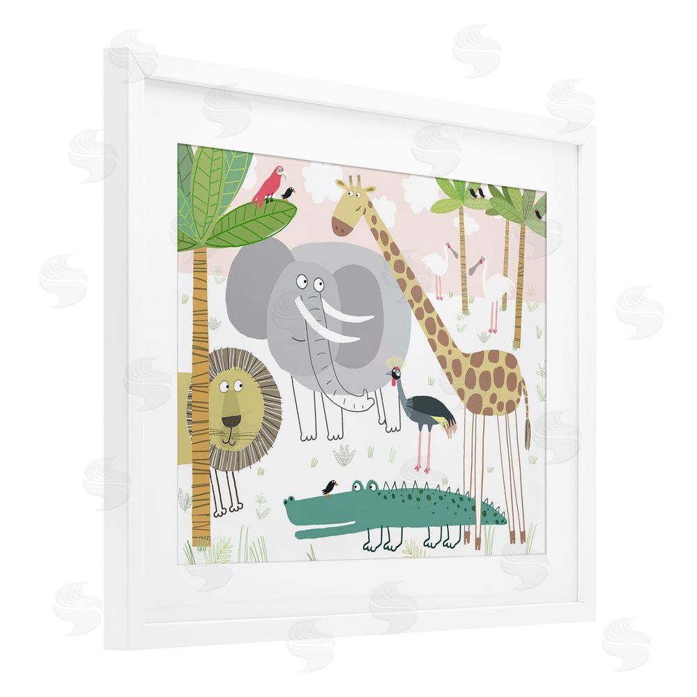 Carla Daly Safari Animals Out and About White Framed Print Under Glass Wall Art