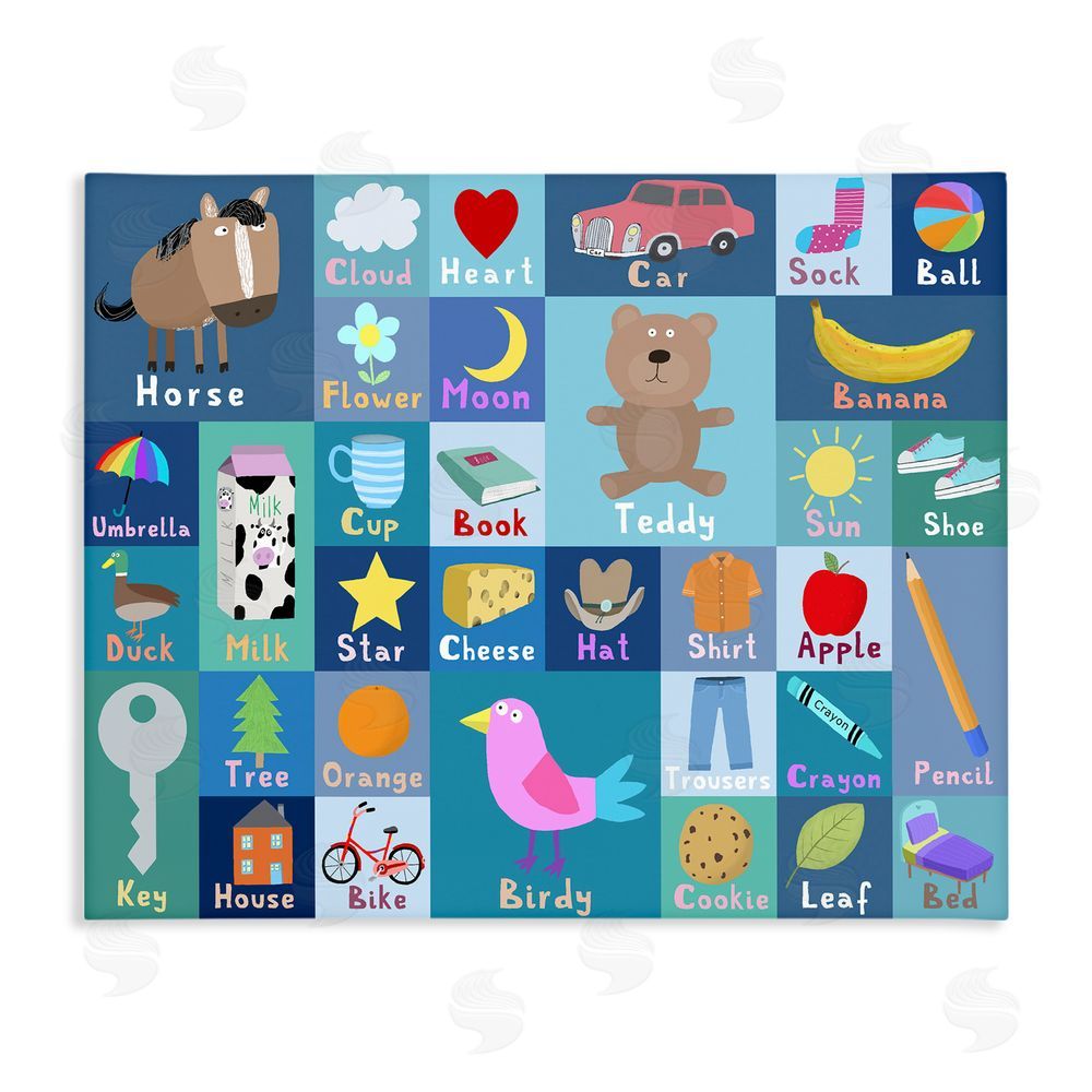 Carla Daly Blue First Words Stretched Canvas Wall Art Print