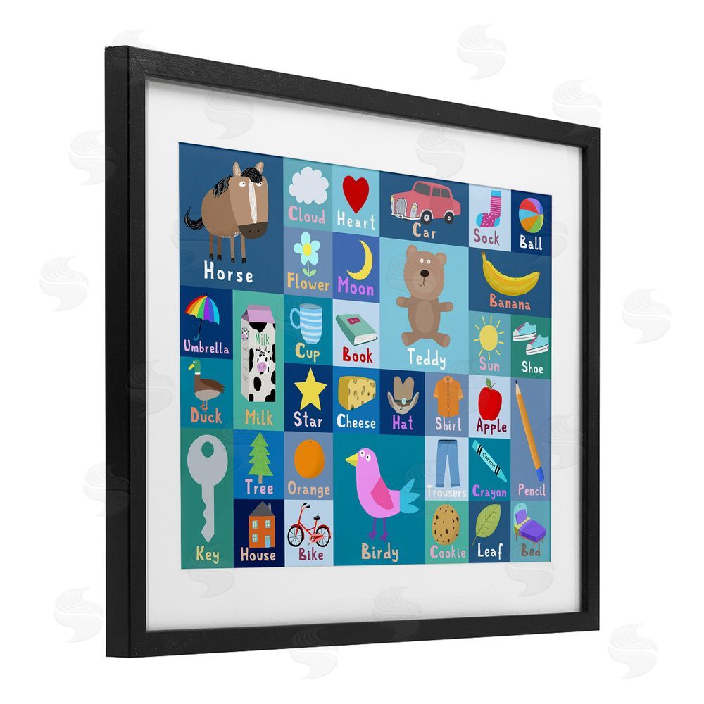 Carla Daly Blue First Words Black Framed Print Under Glass Wall Art