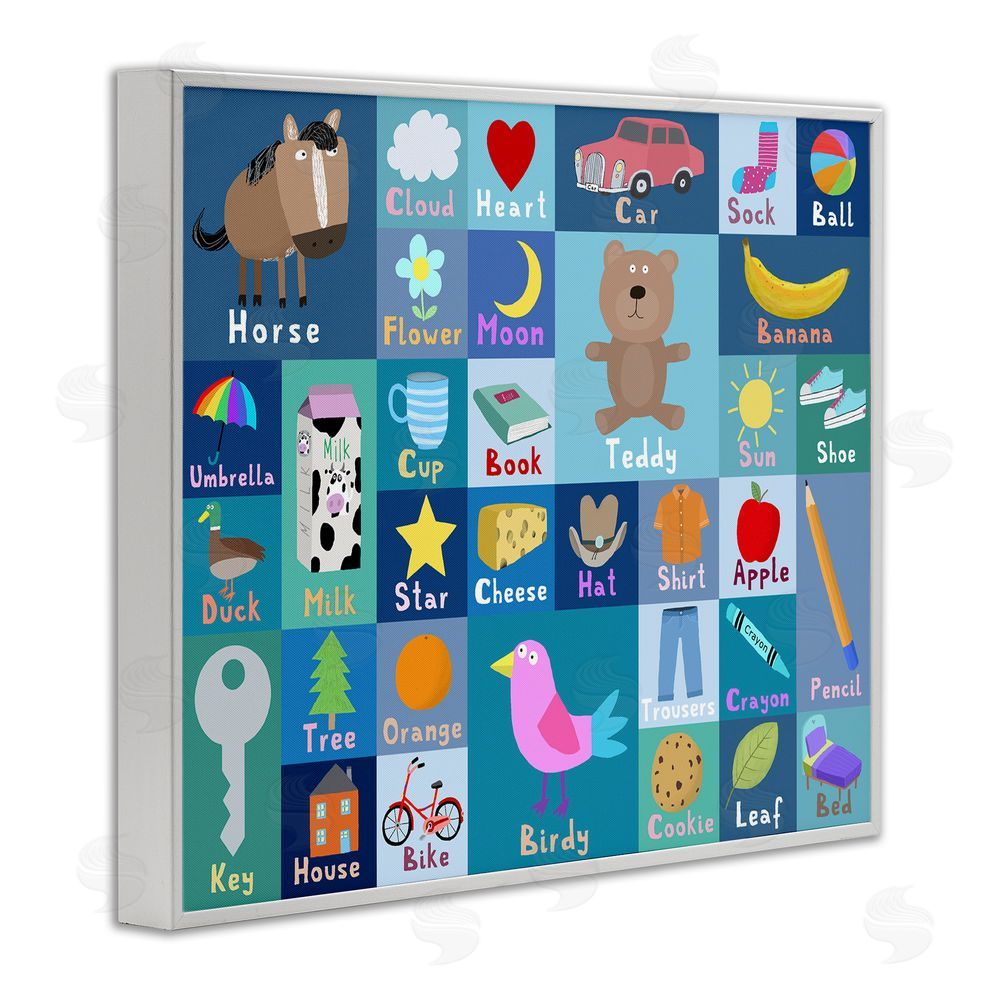 Carla Daly Blue First Words White Framed Giclee Wall Art Print
