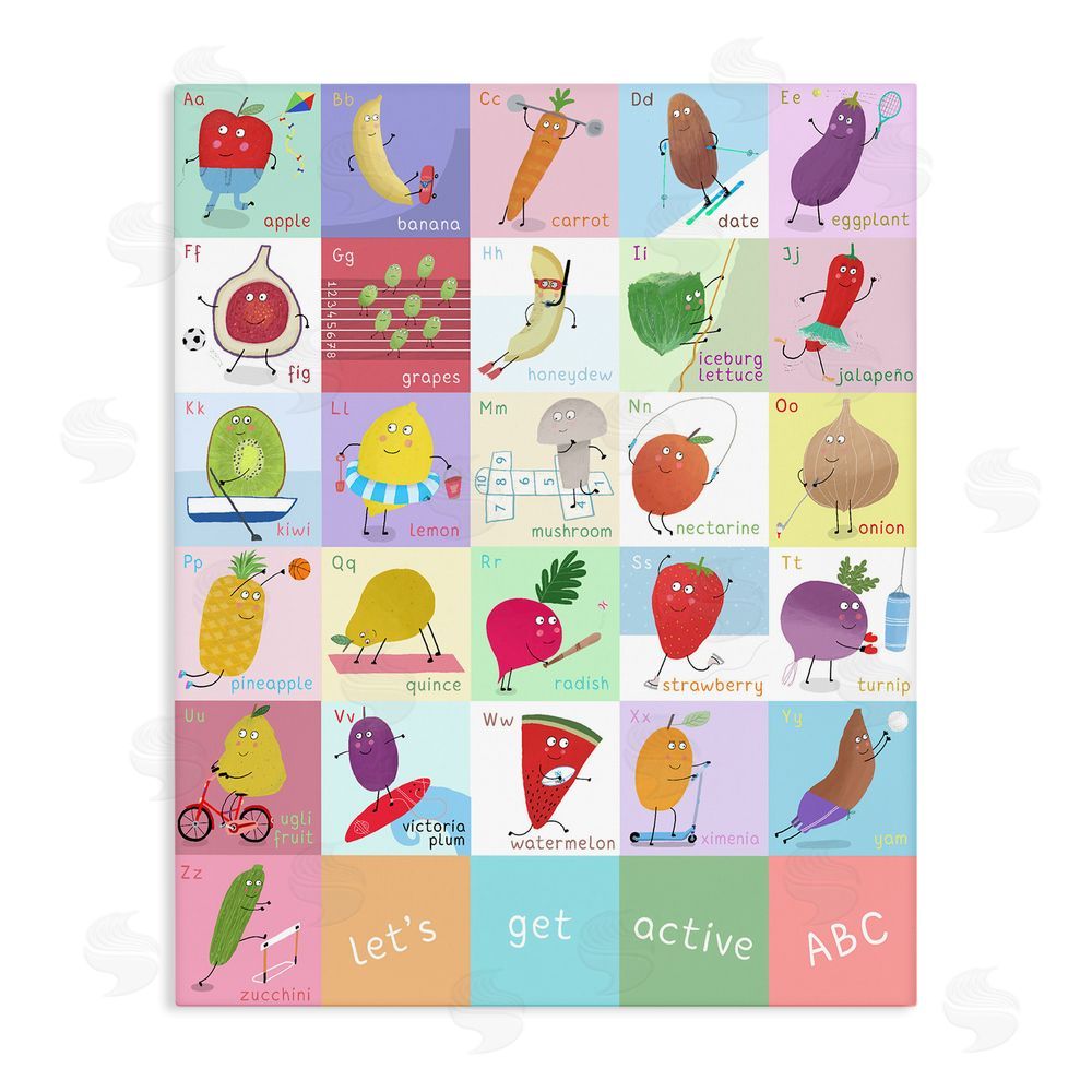 Carla Daly Let's Get Active ABC's Stretched Canvas Wall Art Print