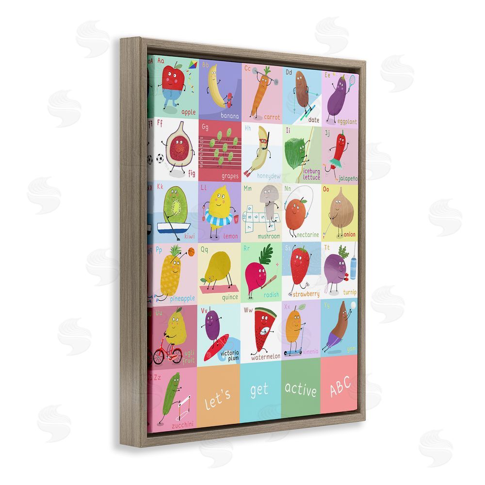 Carla Daly Let's Get Active ABC's Brown Floating Frame Canvas Wall Art Print
