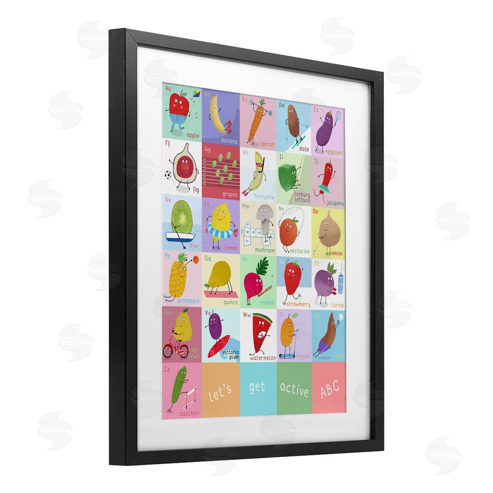 Carla Daly Let's Get Active ABC's Black Framed Print Under Glass Wall Art