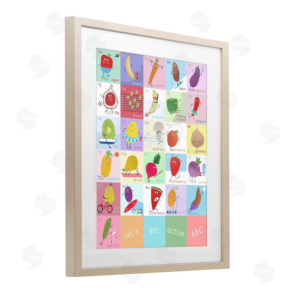 Carla Daly Let's Get Active ABC's Brown Framed Print Under Glass Wall Art