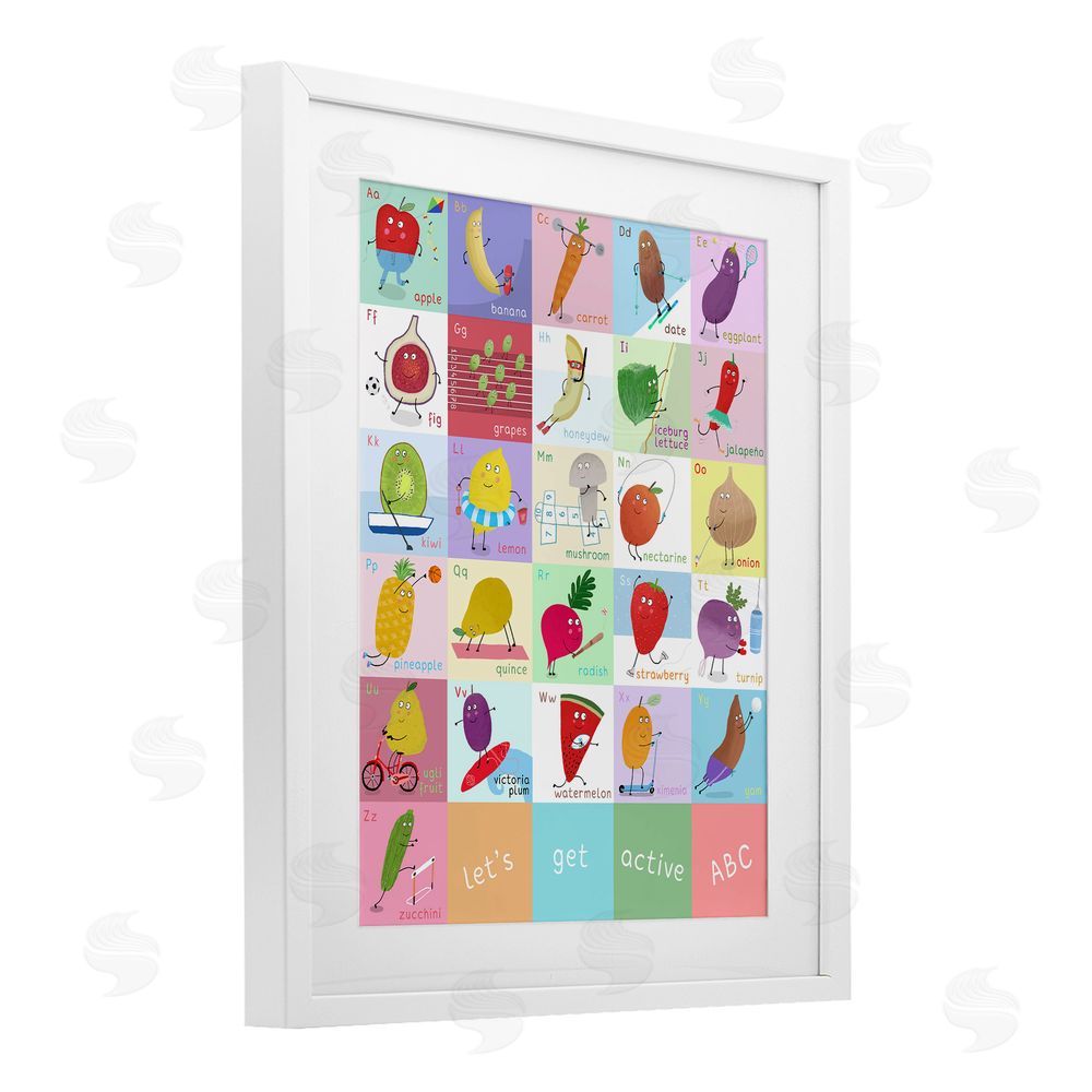 Carla Daly Let's Get Active ABC's White Framed Print Under Glass Wall Art