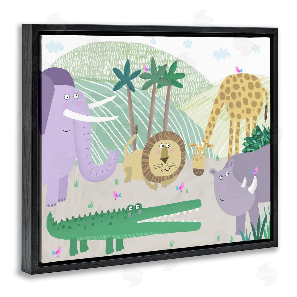 Carla Daly Jungle Savannah Animals Black Floating Frame Canvas Wall Art Print