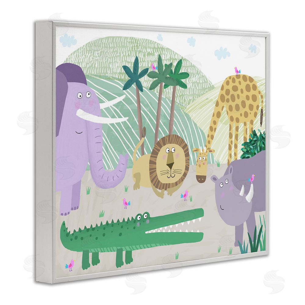 Carla Daly Jungle Savannah Animals White Framed Giclee Wall Art Print