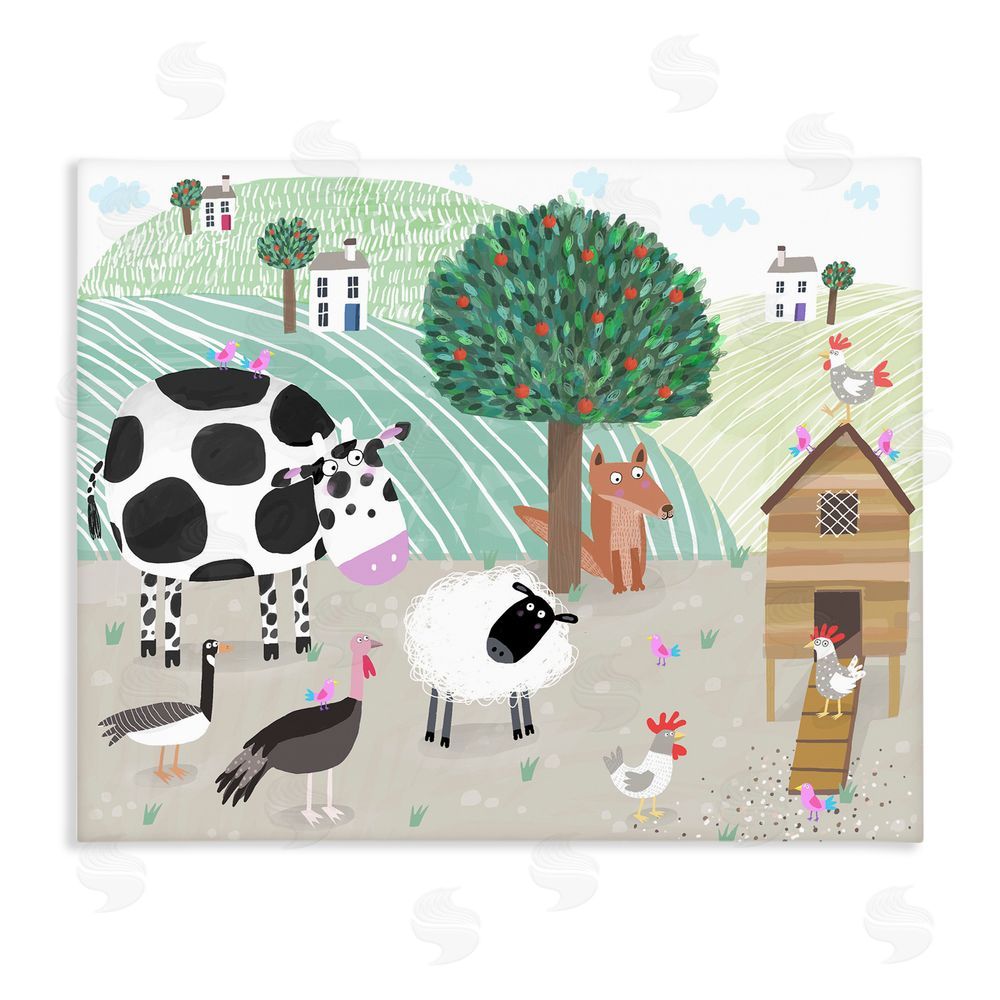 Carla Daly Down At The Farm Stretched Canvas Wall Art Print