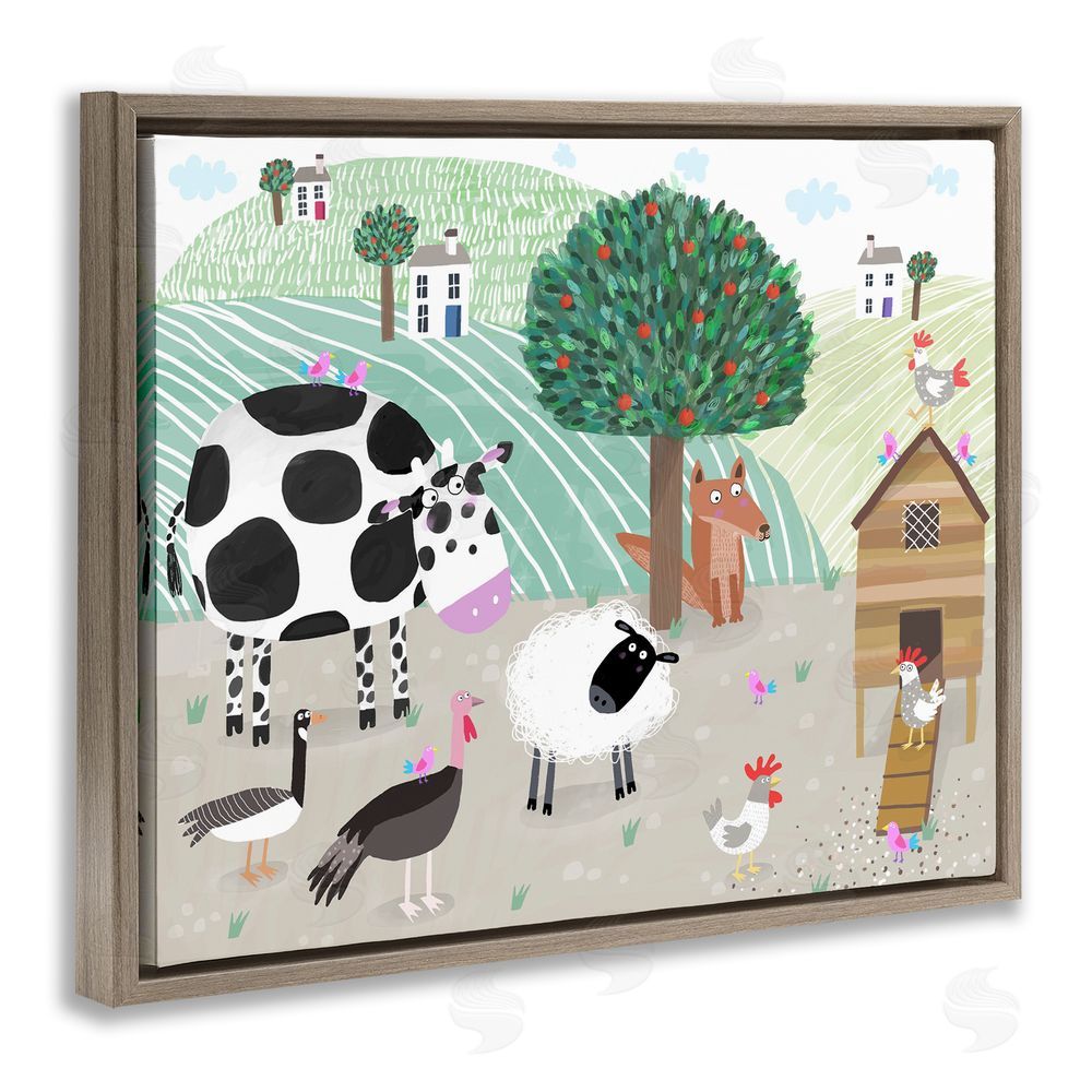 Carla Daly Down At The Farm Brown Floating Frame Canvas Wall Art Print