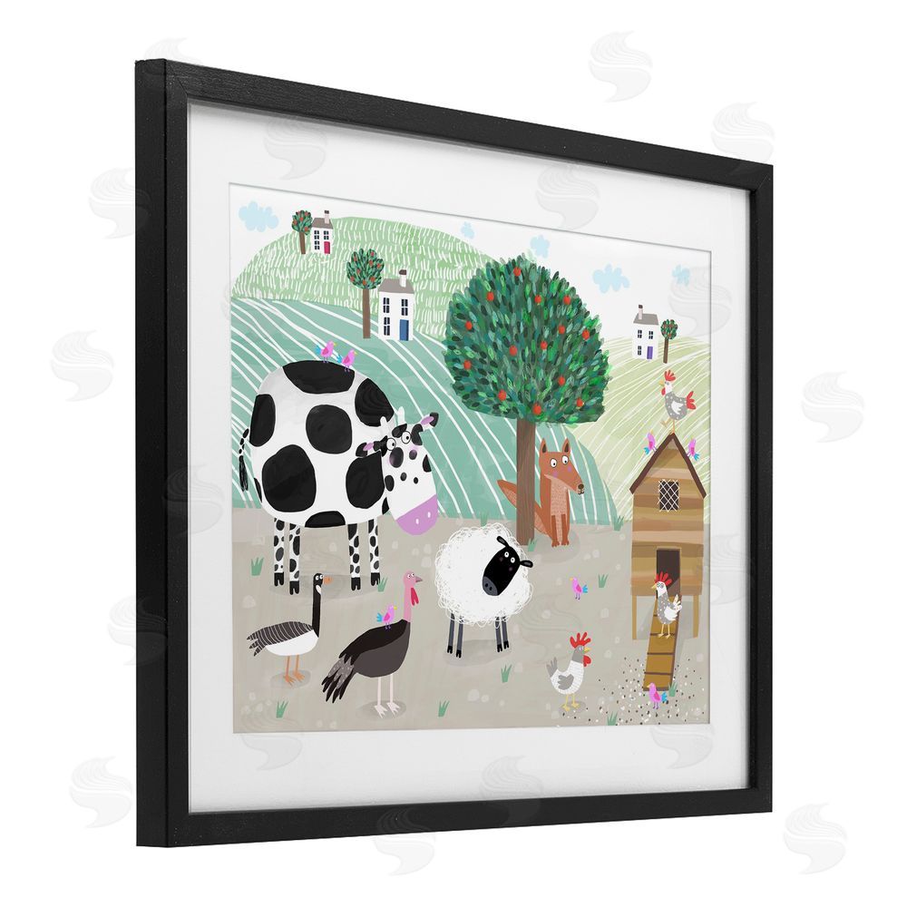 Carla Daly Down At The Farm Black Framed Print Under Glass Wall Art