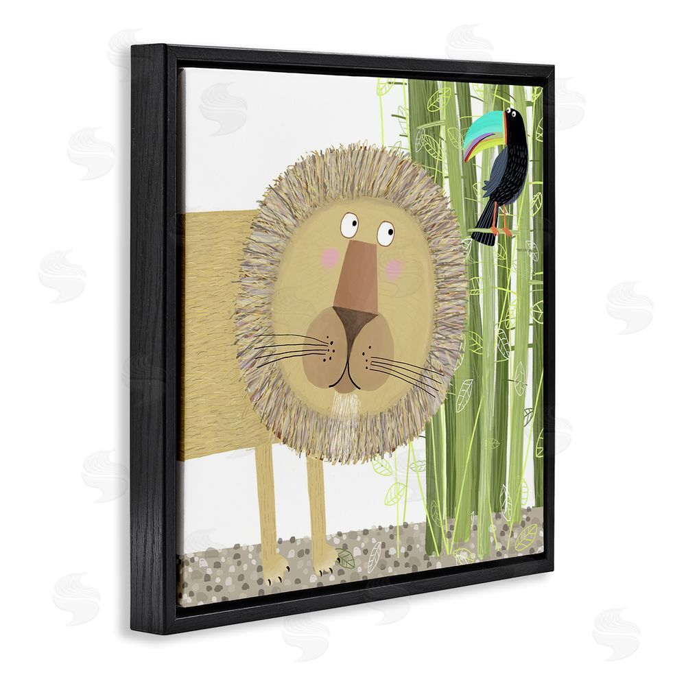 Carla Daly Lion with Bamboo Trees & Toucan Black Floating Frame Canvas Wall Art Print
