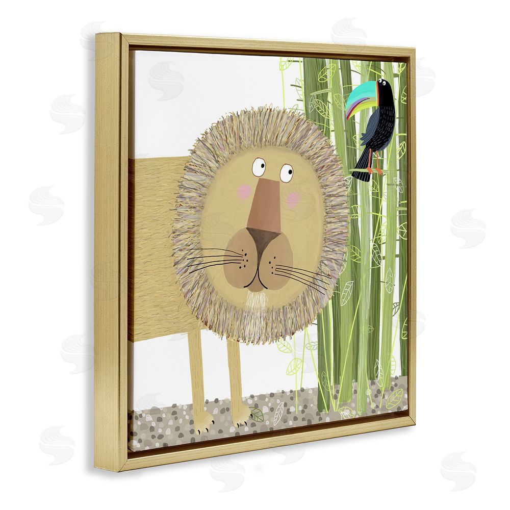 Carla Daly Lion with Bamboo Trees & Toucan Gold Floating Frame Canvas Wall Art Print