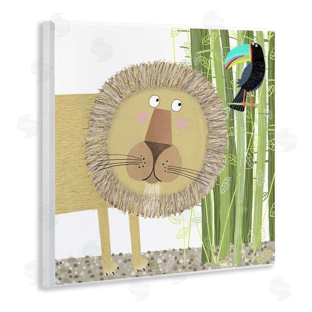 Carla Daly Lion with Bamboo Trees & Toucan Wooden Wall Plaque Art Print