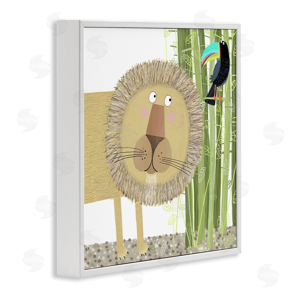 Carla Daly Lion with Bamboo Trees & Toucan White Framed Giclee Wall Art Print