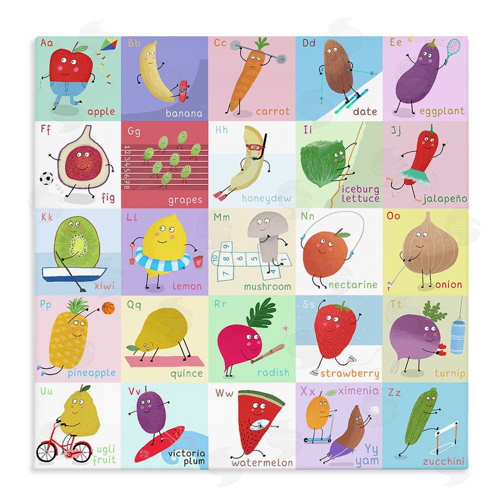 Carla Daly Sporty Fruit Educational Stretched Canvas Wall Art Print