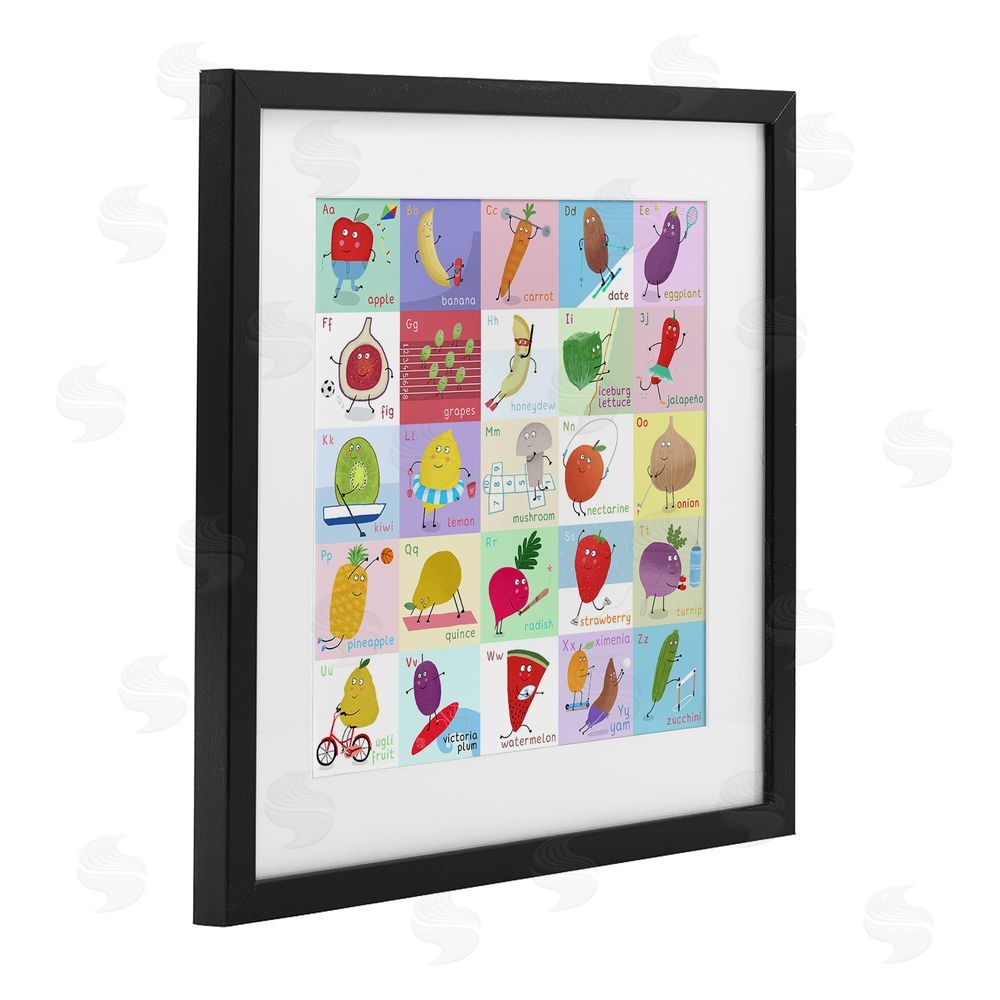 Carla Daly Sporty Fruit Educational Black Framed Print Under Glass Wall Art