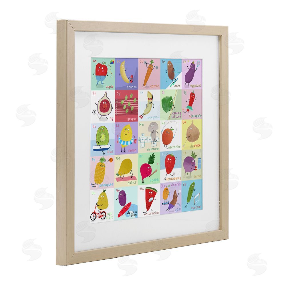Carla Daly Sporty Fruit Educational Brown Framed Print Under Glass Wall Art