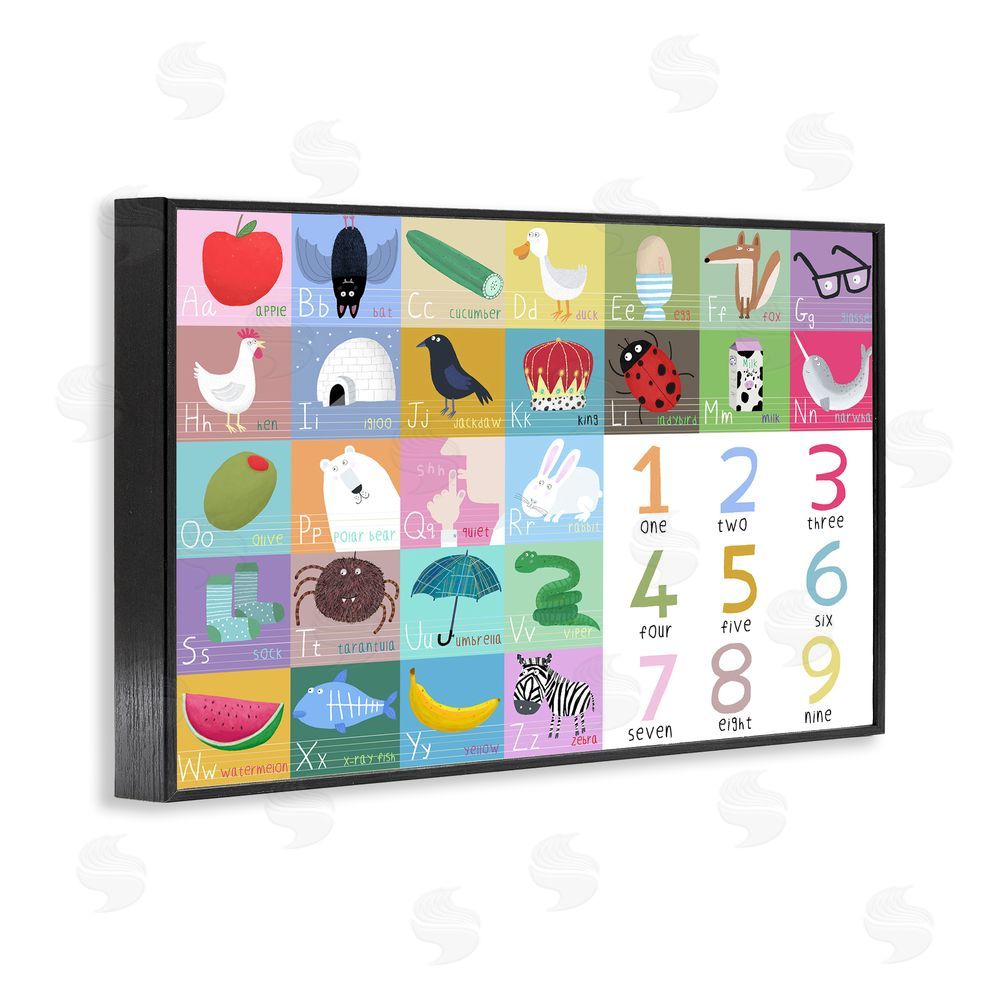 Carla Daly Alphabet & Numbers First Words Black Framed Giclee Wall Art Print