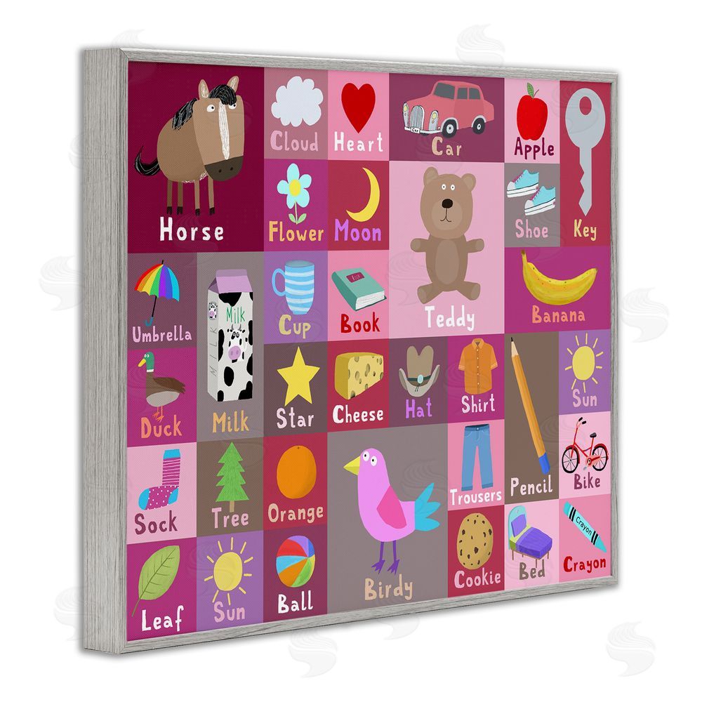 Carla Daly Pink First Words Gray Framed Giclee Wall Art Print