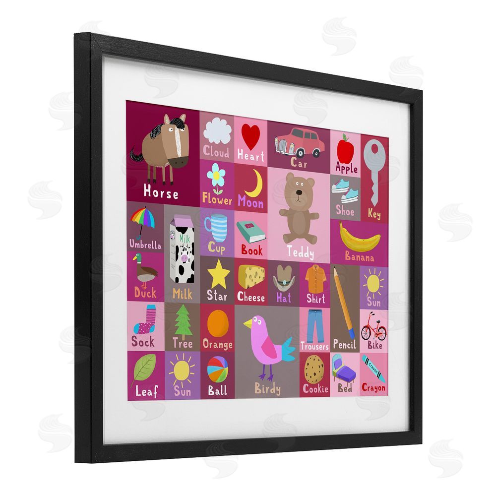 Carla Daly Pink First Words Black Framed Print Under Glass Wall Art