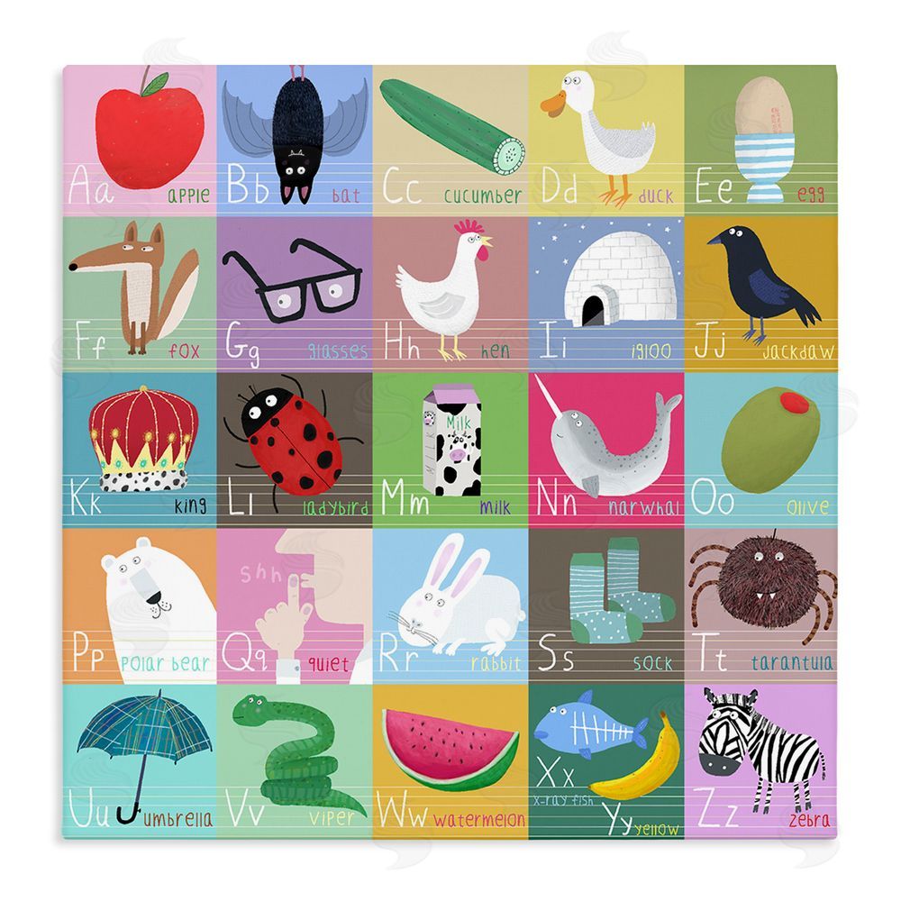 Carla Daly Alphabet Learning First Words Stretched Canvas Wall Art Print