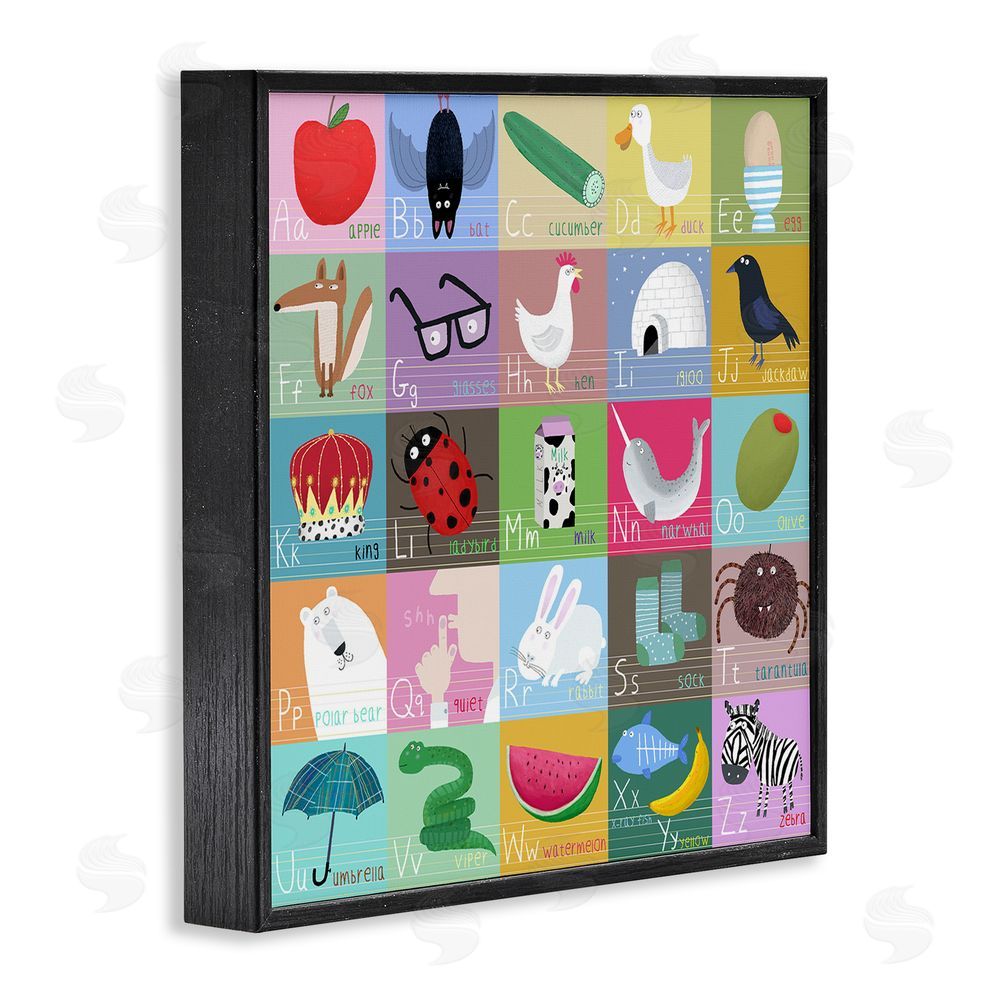 Carla Daly Alphabet Learning First Words Black Framed Giclee Wall Art Print