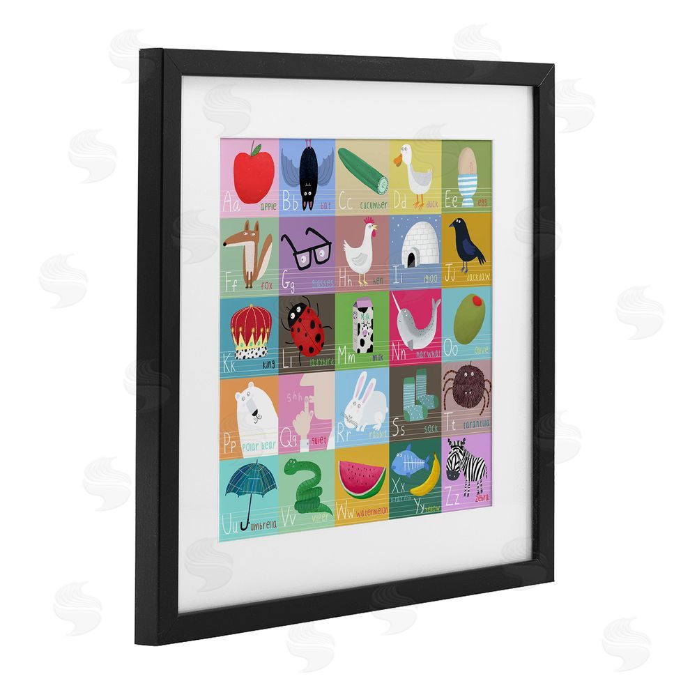 Carla Daly Alphabet Learning First Words Black Framed Print Under Glass Wall Art