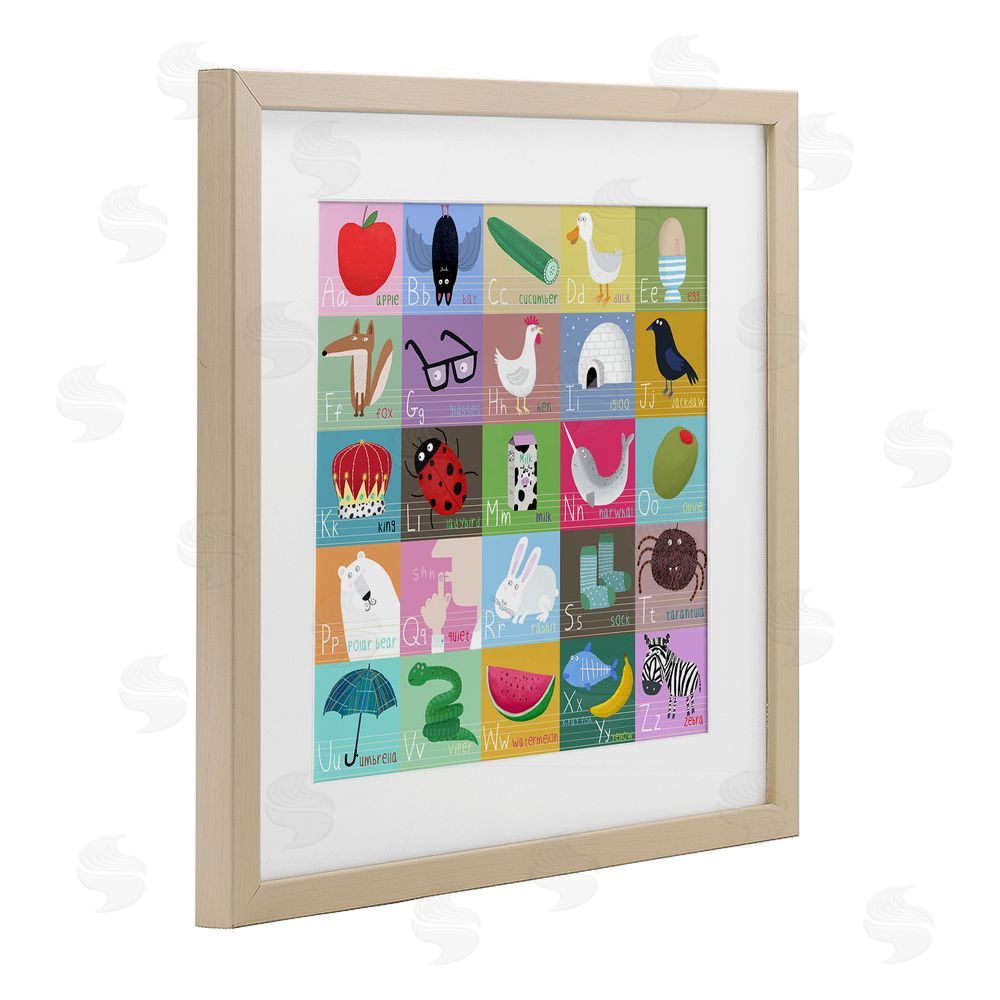 Carla Daly Alphabet Learning First Words Brown Framed Print Under Glass Wall Art