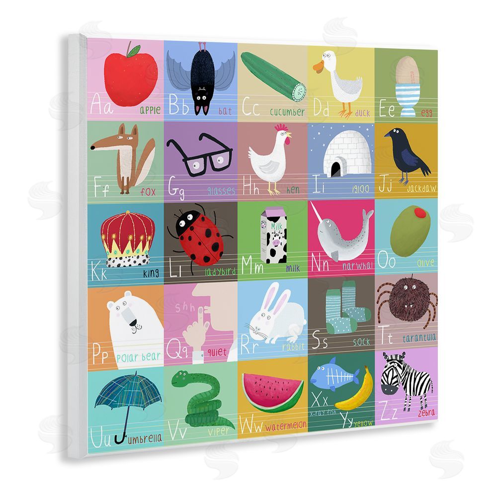 Carla Daly Alphabet Learning First Words Wooden Wall Plaque Art Print